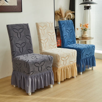 Solid Color Stretch Jacquard Dining Chair Cover - image 0