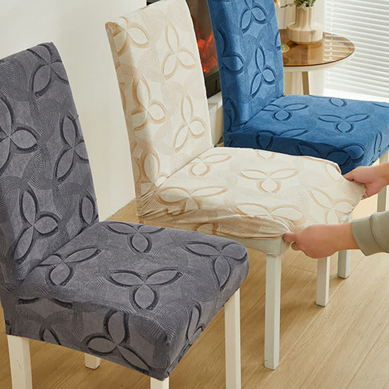 Solid Color Stretch Jacquard Dining Chair Cover - image 2