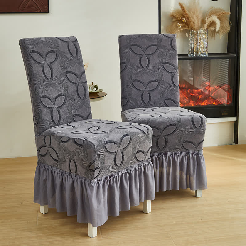 Solid Color Stretch Jacquard Dining Chair Cover - image 3