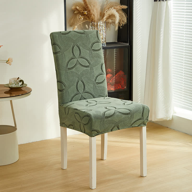 Solid Color Stretch Jacquard Dining Chair Cover - Sage Green - 6PCS - Standard - image 22