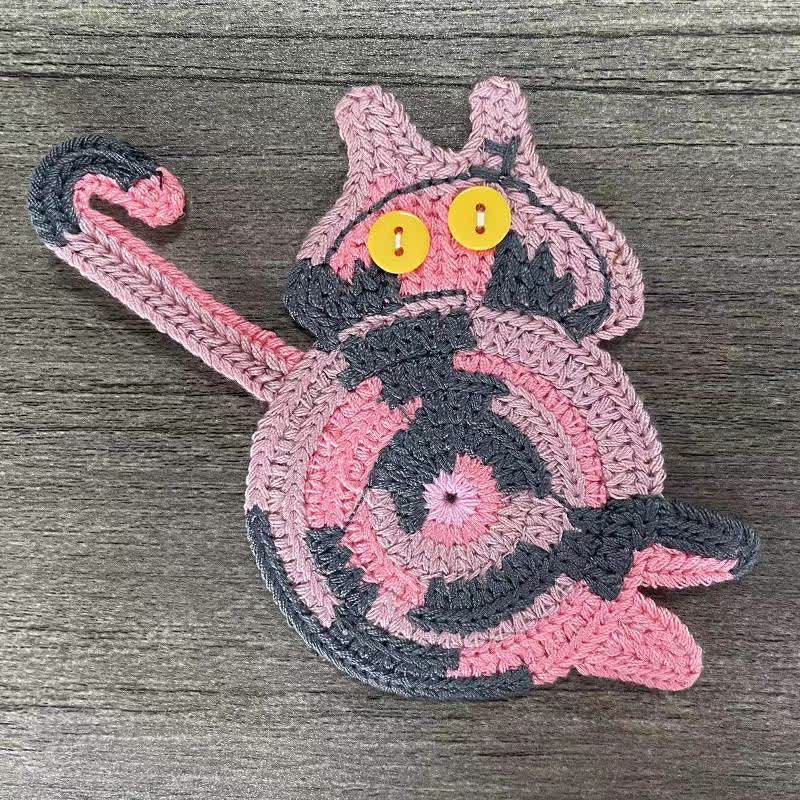 Cute Crochet Cat Butt Coaster - Multicolor - 3PCS - image 4