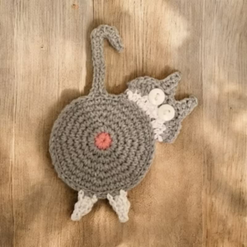 Cute Crochet Cat Butt Coaster - image 12