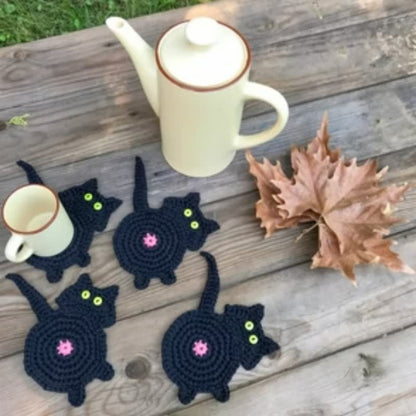 Cute Crochet Cat Butt Coaster - image 1