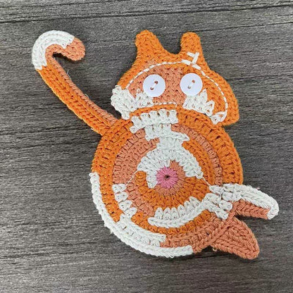 Cute Crochet Cat Butt Coaster - Orange - 3PCS - image 9
