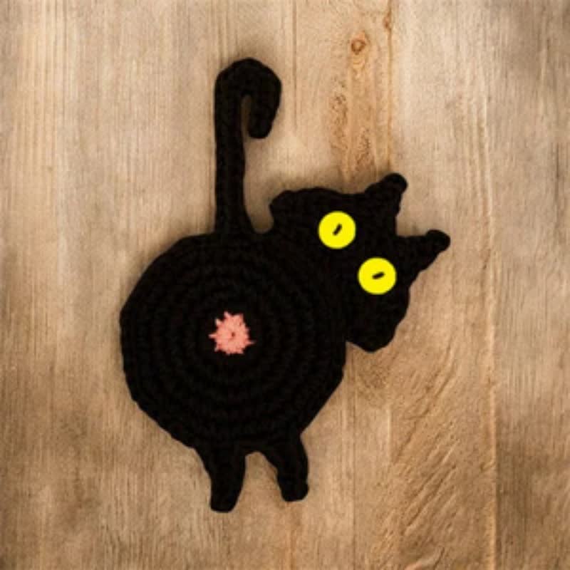 Cute Crochet Cat Butt Coaster - image 7