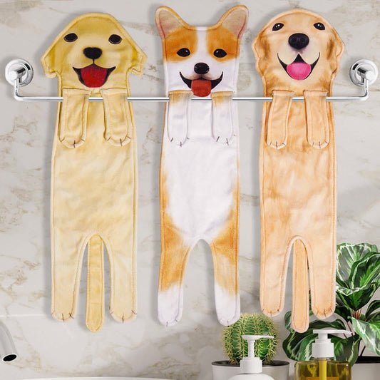 Dog Hangable Kitchen Bathroom Hand Towel - Golden Retriever + Corgi + Labrador Retriever - 3PCS - image 0