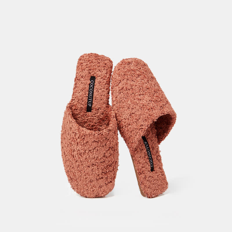 Luxury Solid Color Fuzzy Slippers - Pink - L - image 5