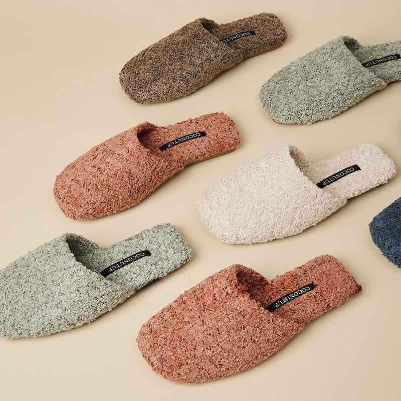 Luxury Solid Color Fuzzy Slippers - image 1