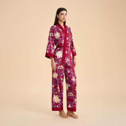 Retro Floral Kimono Style Loungewear Set - image 3