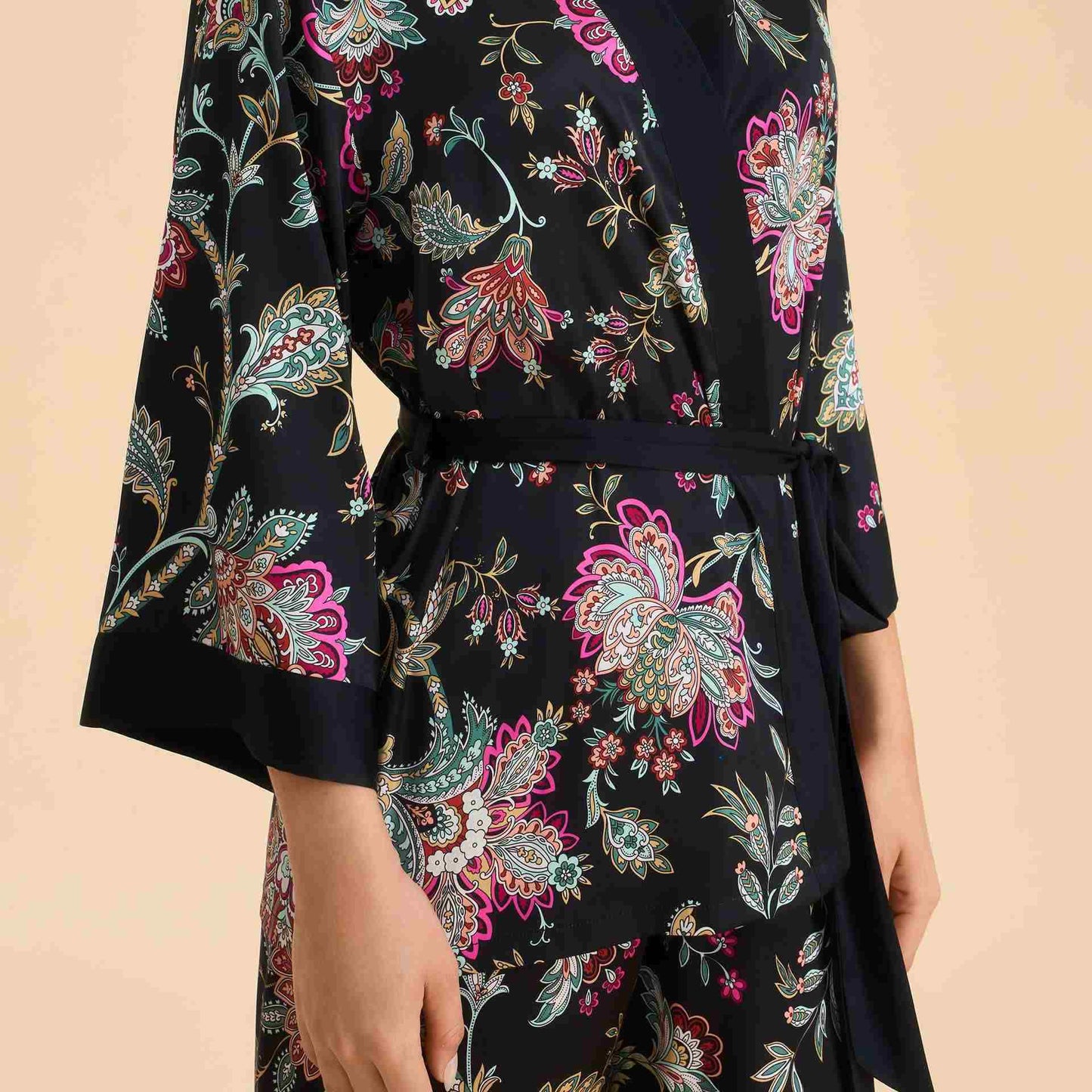 Luxury Dark Bloom Kimono Loungewear Set - image 1