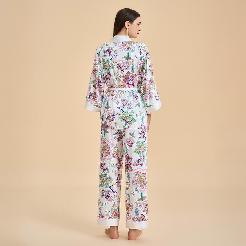 Retro Floral Kimono Loungewear Set - image 4