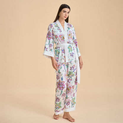 Retro Floral Kimono Loungewear Set - image 3