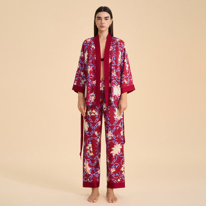 Retro Floral Kimono Style Loungewear Set - image 1