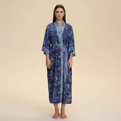 Oriental Landscape Kimono Style Bathrobe - image 1