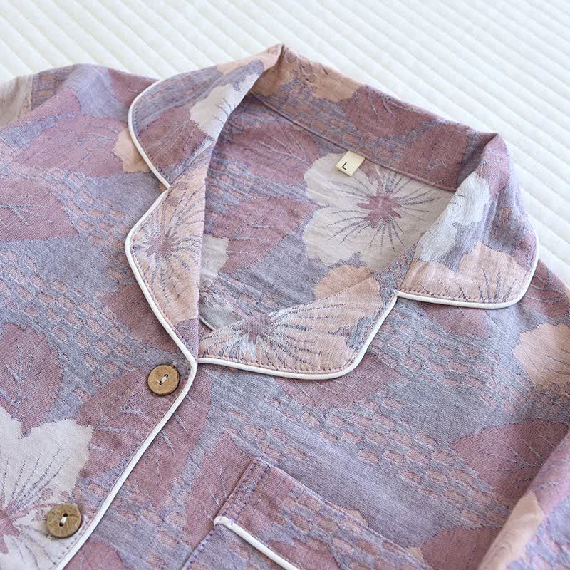 Cotton Cherry Blossom Jacquard Loungewear Set - image 3