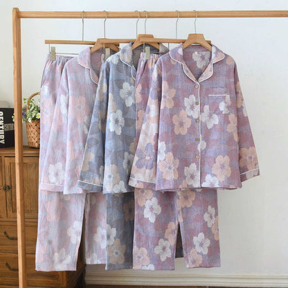 Cotton Cherry Blossom Jacquard Loungewear Set - image 0