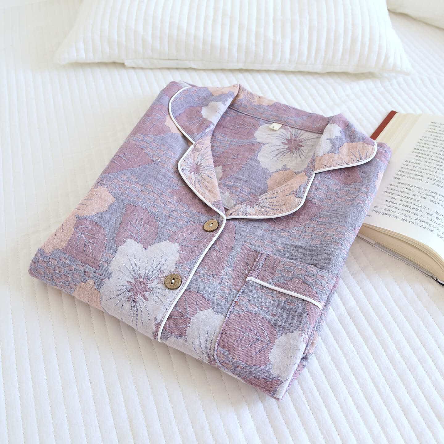 Cotton Cherry Blossom Jacquard Loungewear Set - image 7