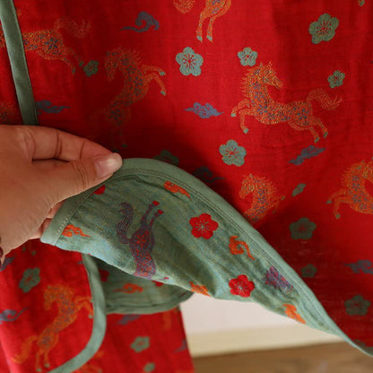 Horse Floral Cotton Gauze Loungewear Set - image 12