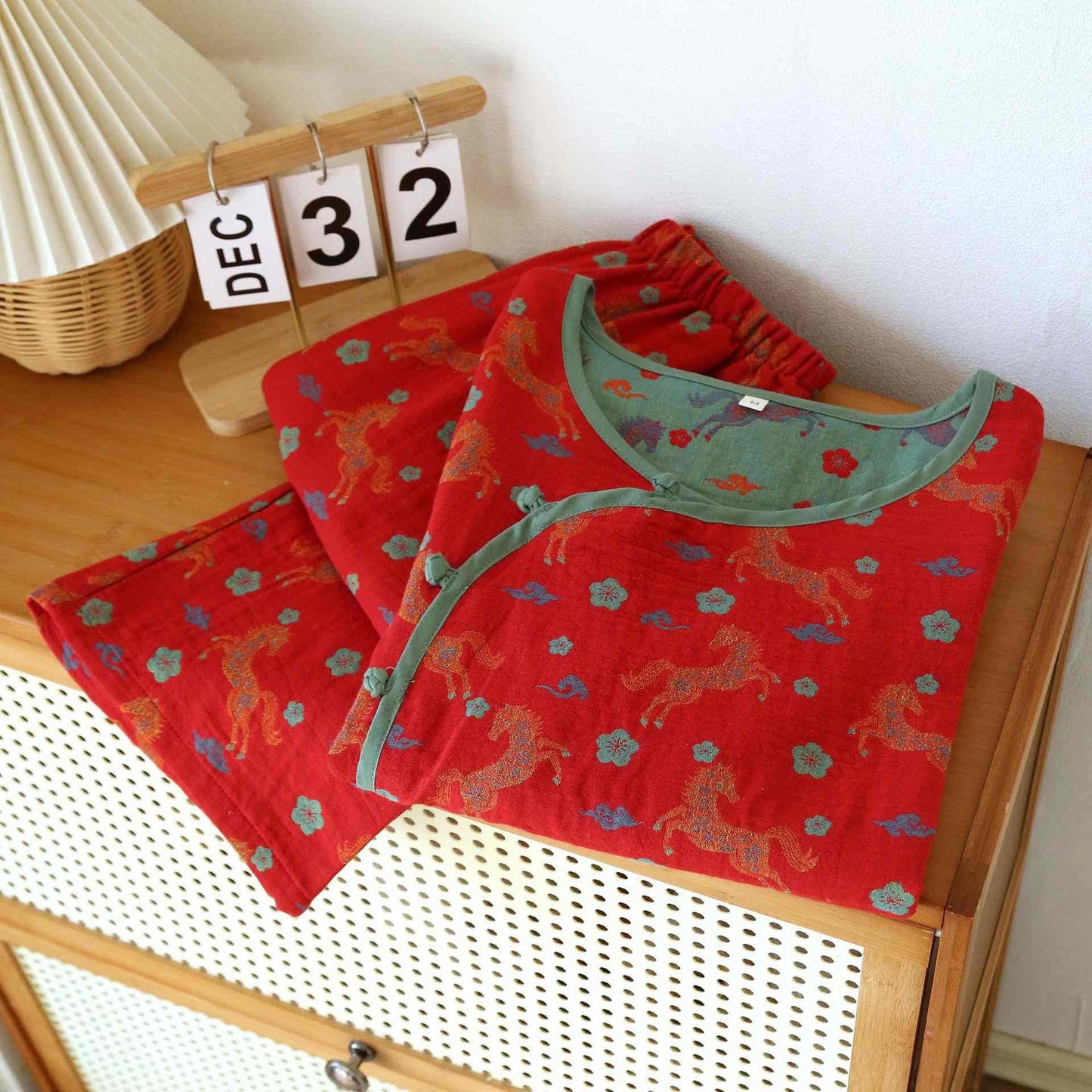 Horse Floral Cotton Gauze Loungewear Set - image 1