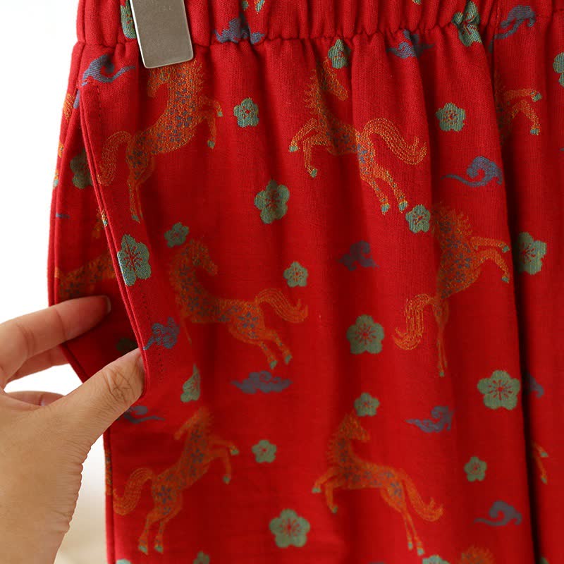 Horse Floral Cotton Gauze Loungewear Set - image 11