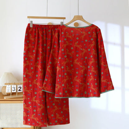 Horse Floral Cotton Gauze Loungewear Set - image 3