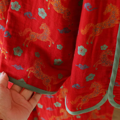 Horse Floral Cotton Gauze Loungewear Set - image 7