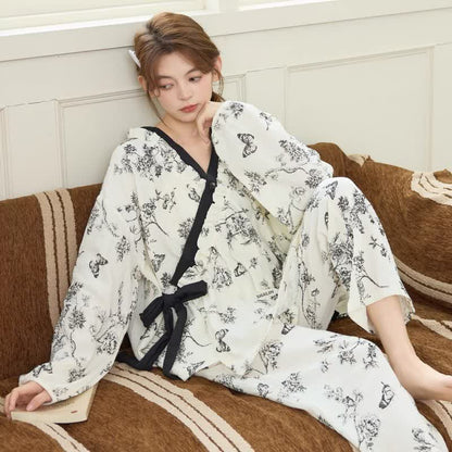 Oriental Ink Floral Butterfly Loungewear Set - image 2