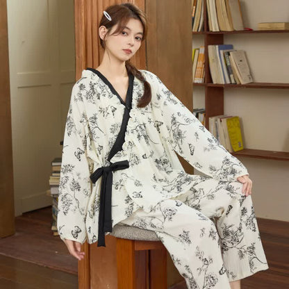Oriental Ink Floral Butterfly Loungewear Set - image 0