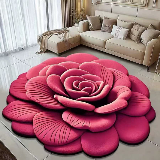 Creative Rose 3D Effect Rug - Pink - 47" x 47" - image 0