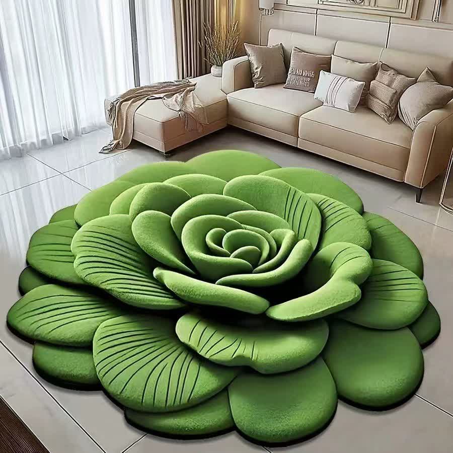 Creative Rose 3D Effect Rug - Green - 47" x 47" - image 6