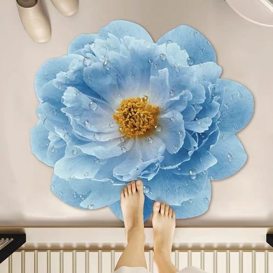 Creative Blue Floral 3D Effect Rug - Blue - 39" x 39" - image 0