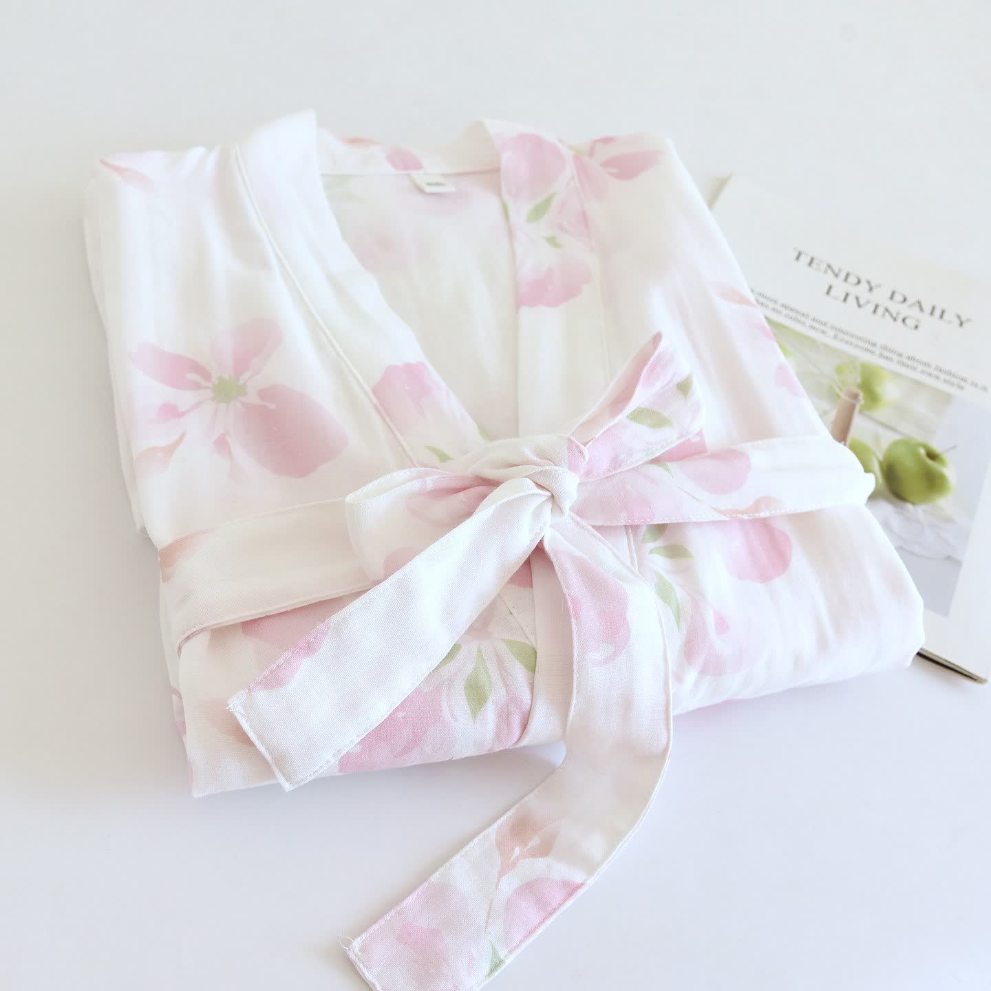Cherry Blossom Cotton Gauze Kimono Bathrobe - image 1