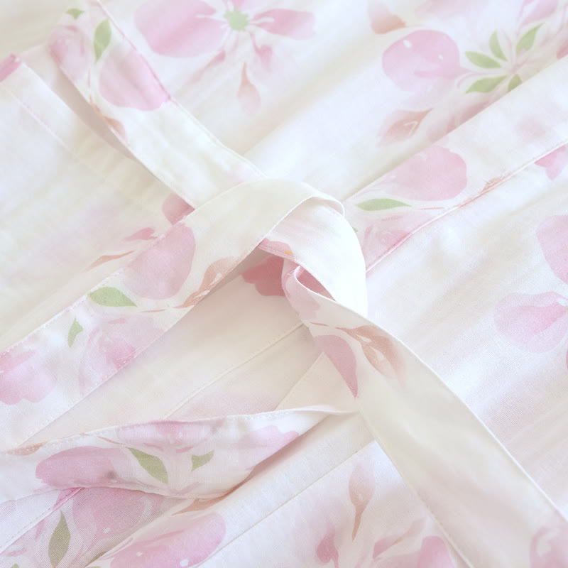 Cherry Blossom Cotton Gauze Kimono Bathrobe - image 8