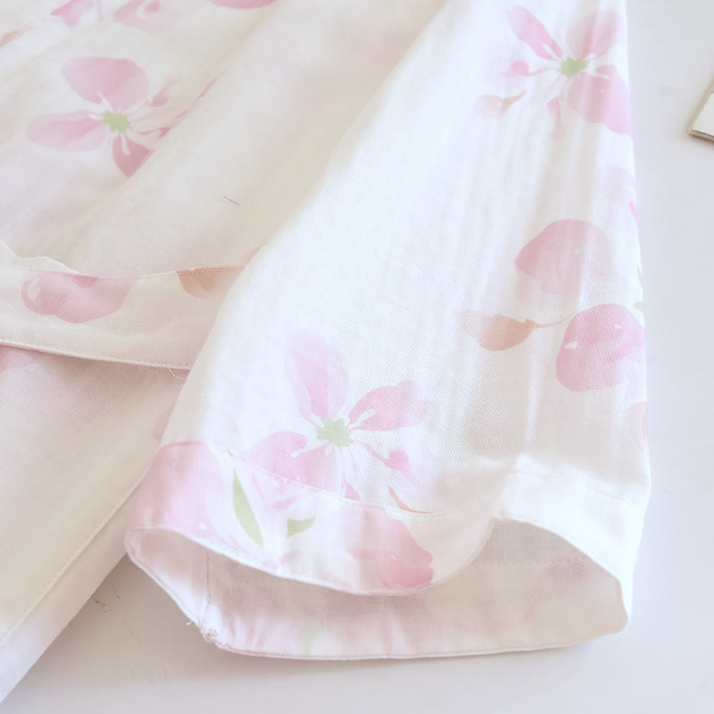 Cherry Blossom Cotton Gauze Kimono Bathrobe - image 6