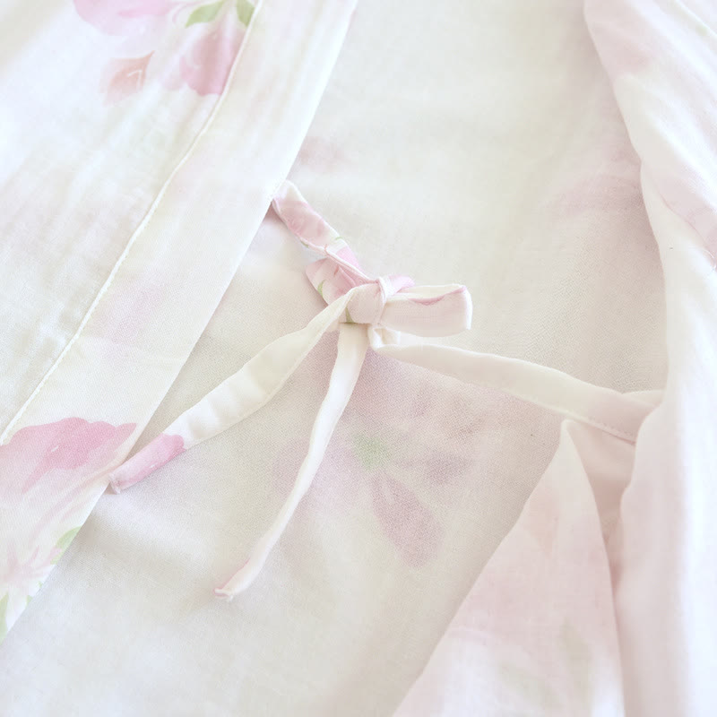 Cherry Blossom Cotton Gauze Kimono Bathrobe - image 9