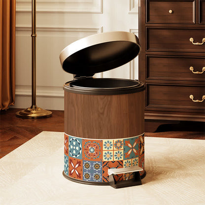 Vintage Mediterranean Double-Layer Trash Can - Warm Terracott - Foot Pedal - 10"W x 10"L x 12"H - image 4