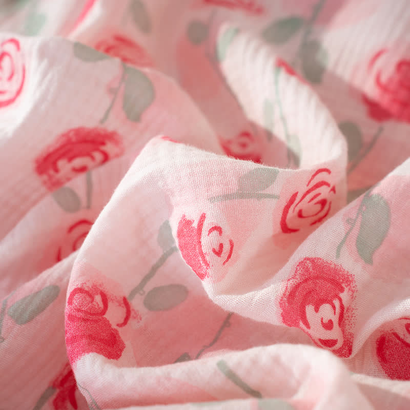 Romantic Pink  Rose Cotton Gauze Nightgown - image 8