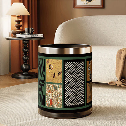 Vintage Oriental Leather Double-layer Trash Bin - image 0