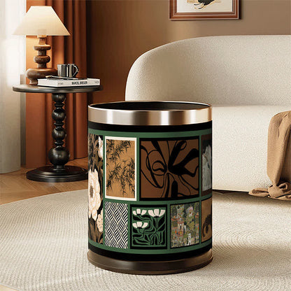 Vintage Oriental Leather Double-layer Trash Bin - image 8