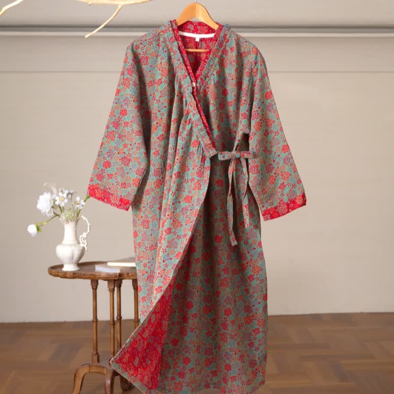 Romantic Rose Ruffled Cotton Nightdress - Green - XL - image 8