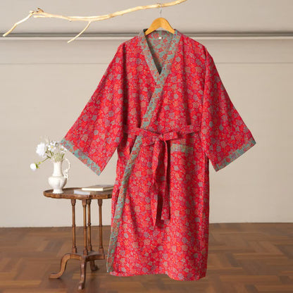 Romantic Rose Cotton Kimono Robe - image 4