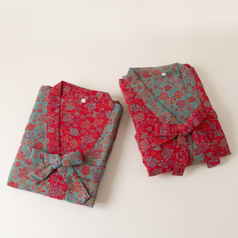 Romantic Rose Cotton Kimono Robe - image 2