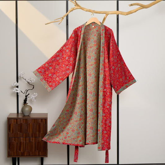 Romantic Rose Cotton Kimono Robe - image 0
