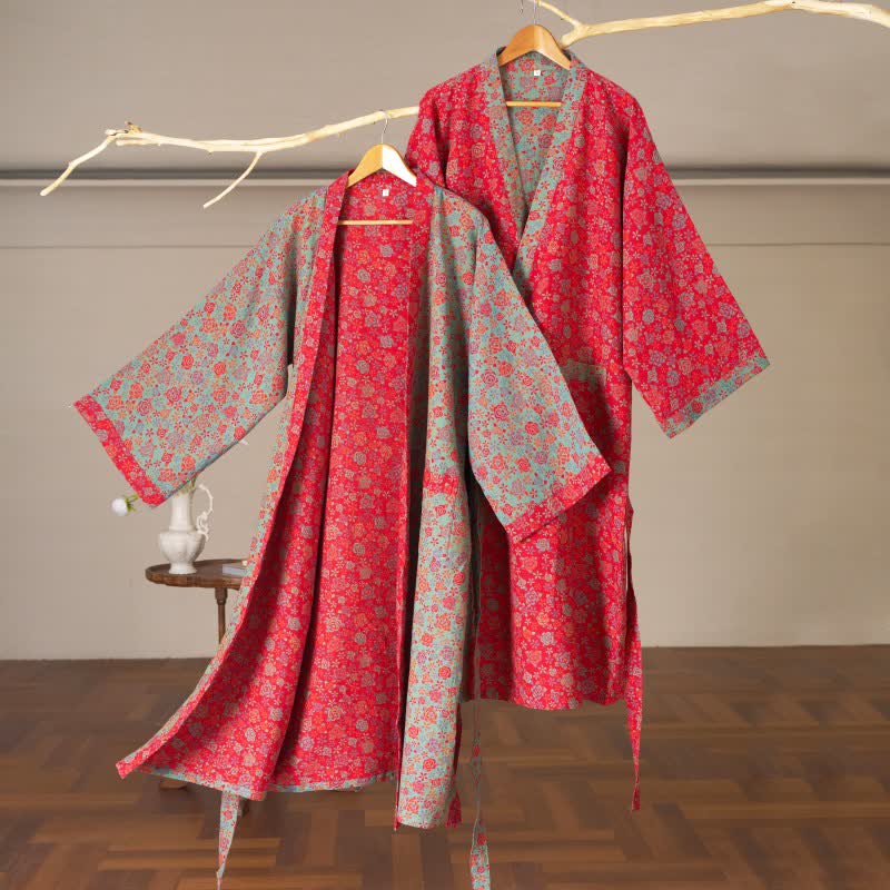 Romantic Rose Cotton Kimono Robe - image 1
