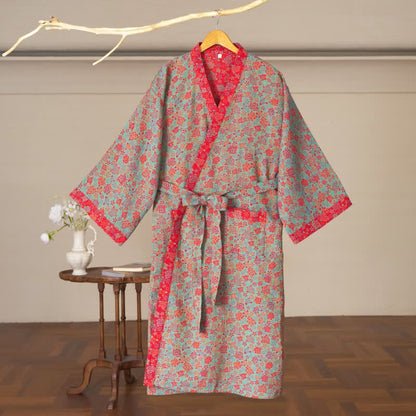 Romantic Rose Cotton Kimono Robe - image 13