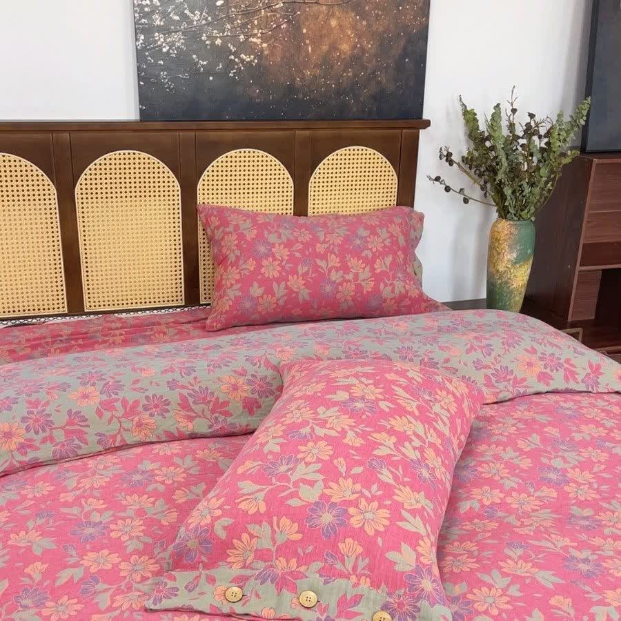 Country Gardenia Floral Cotton Gauze Bedding Set(4PCS) - image 4