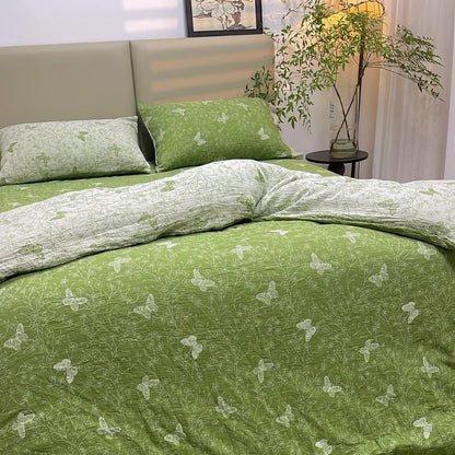 Line Art Butterfly Botanical Cotton Gauze Bedding(4PCS) - image 1