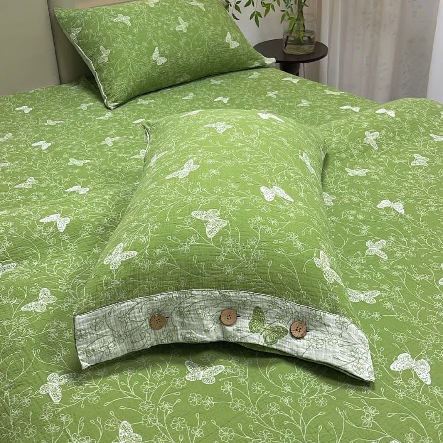 Line Art Butterfly Botanical Cotton Gauze Bedding(4PCS) - image 4