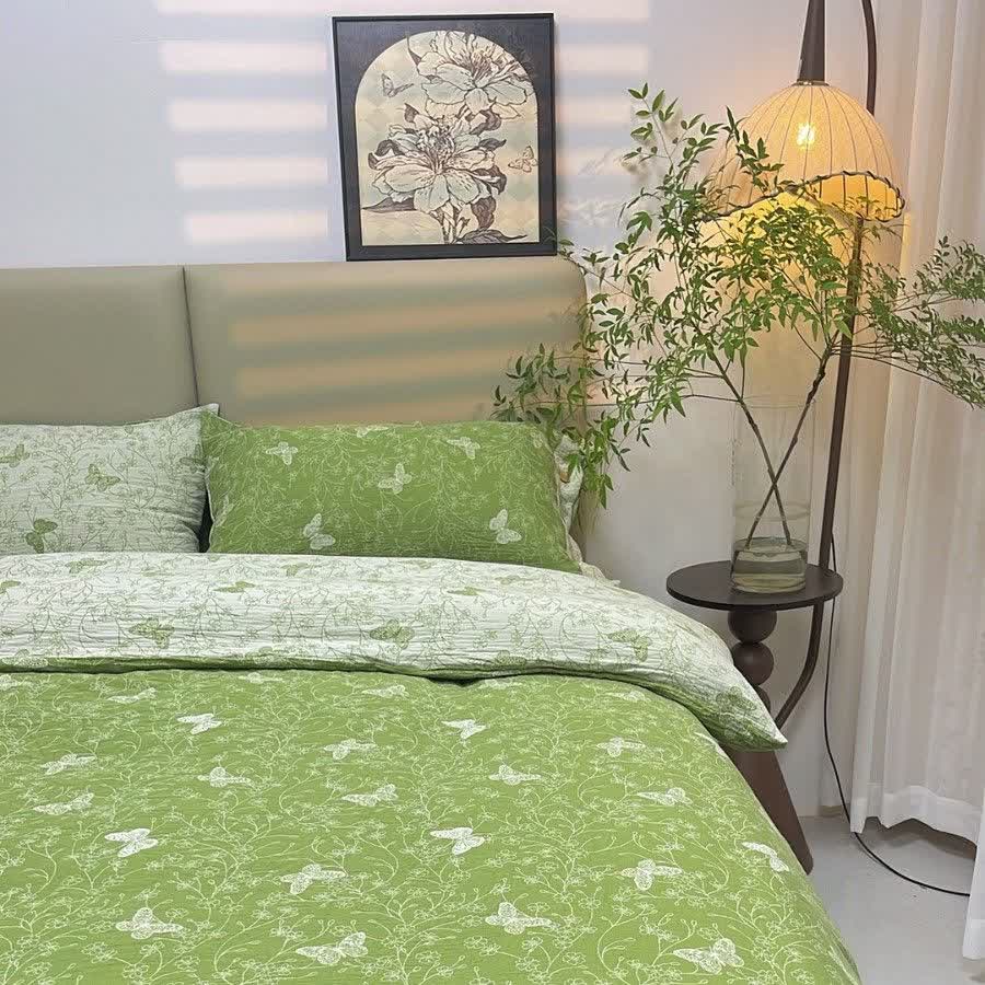 Line Art Butterfly Botanical Cotton Gauze Bedding(4PCS) - King - image 0