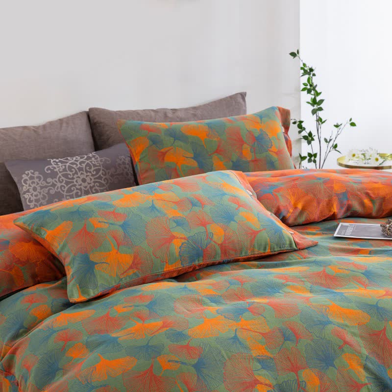 Artistic Ginkgo Leaf Cotton Gauze Bedding Set(4PCS) - image 2